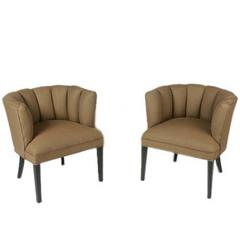 Pair of 1940s Channel Back Chairs 4