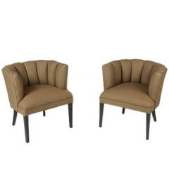 Pair of 1940s Channel Back Chairs