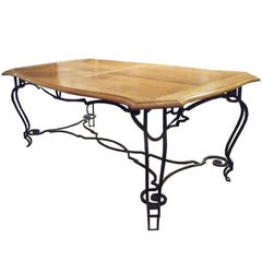 Belgian Iron and Oak Dining Table