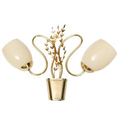Scandinavian Modern Mid-Century Modern Double-Arm Sconce in Polished Brass 5