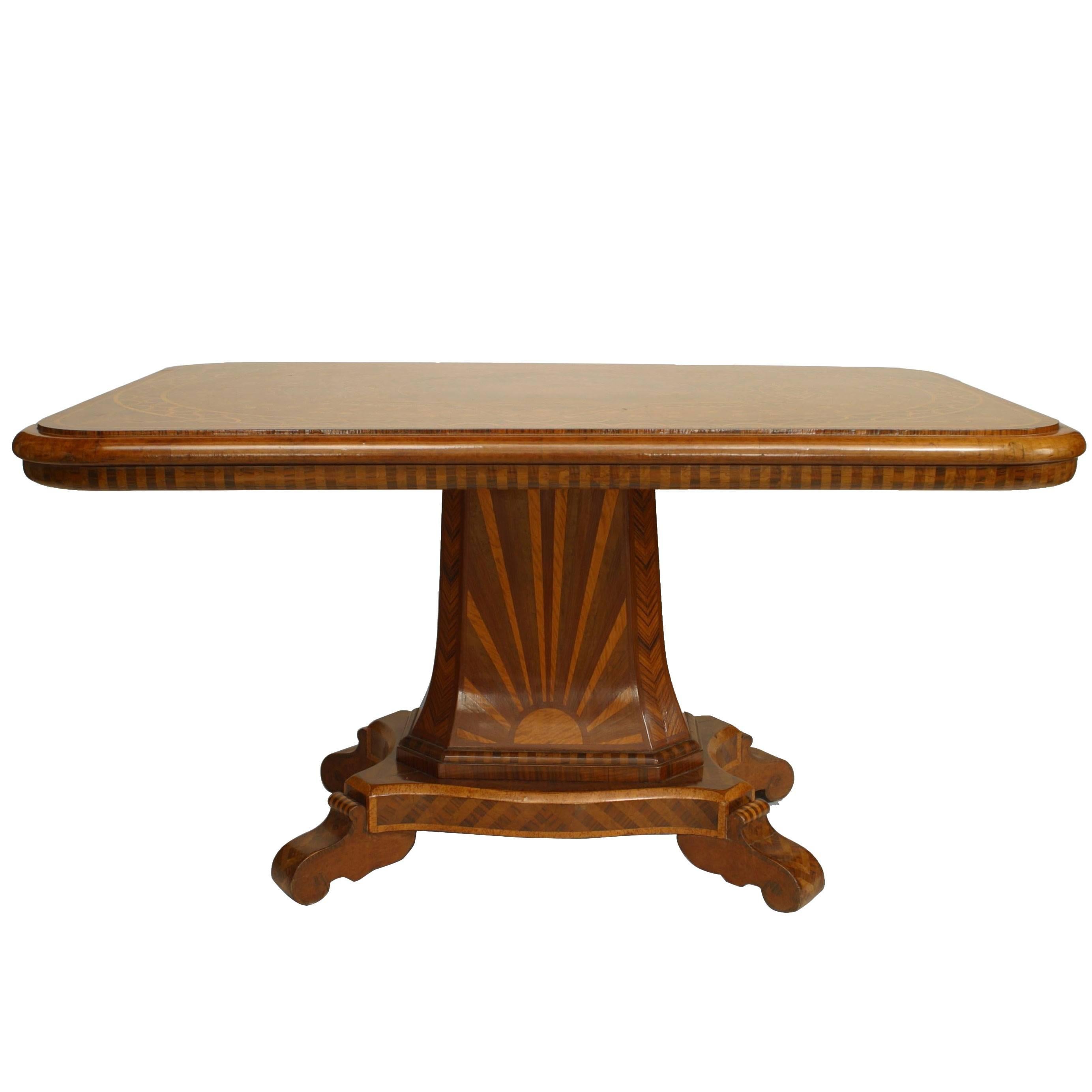 Continental German Inlaid Center Table For Sale