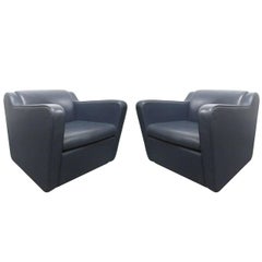 Pair of Leather 'Speed' Lounge Chairs in the Manner of Paul Frankl 11