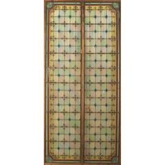 Turn-of-the-Century English Stained Glass Window Panels
