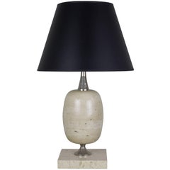 French Modern Travertine Lamp by Philippe Barbier