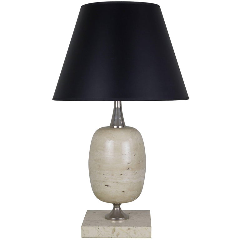 French Modern Travertine Lamp by Philippe Barbier For Sale