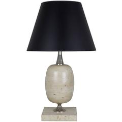 French Modern Travertine Lamp by Philippe Barbier 8