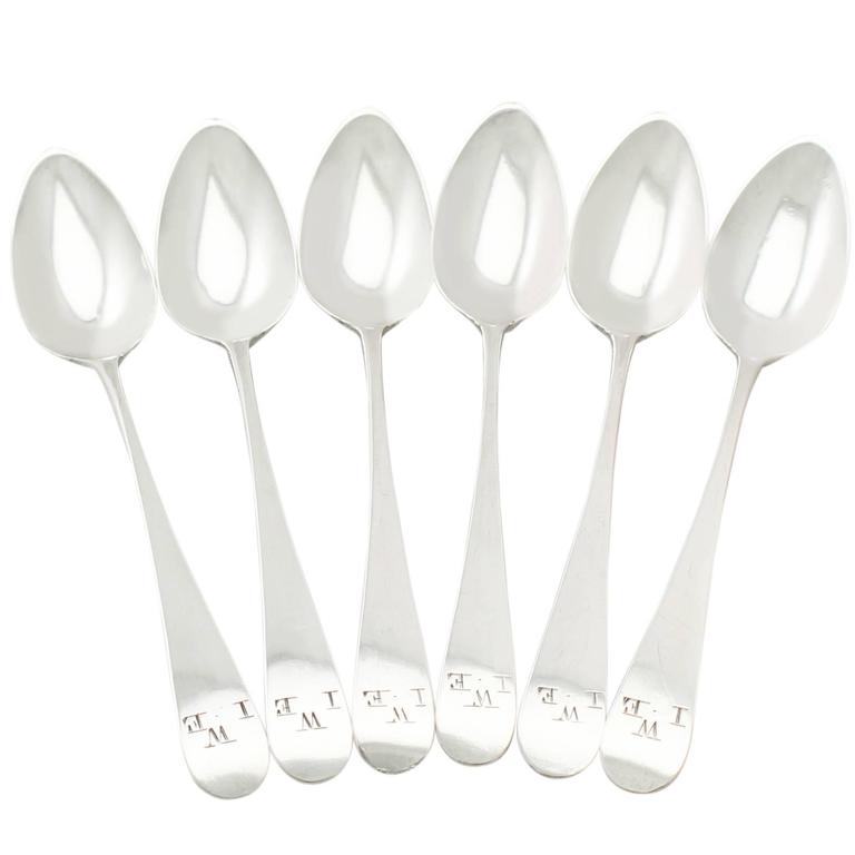 1800s Antique Newcastle Sterling Silver Teaspoons For Sale at 1stdibs