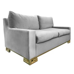 1970s Jansen Sofa on Brass Scroll Feet