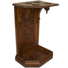 Turn of the Century English Gothic Carved Oak Umbrella Stand 10