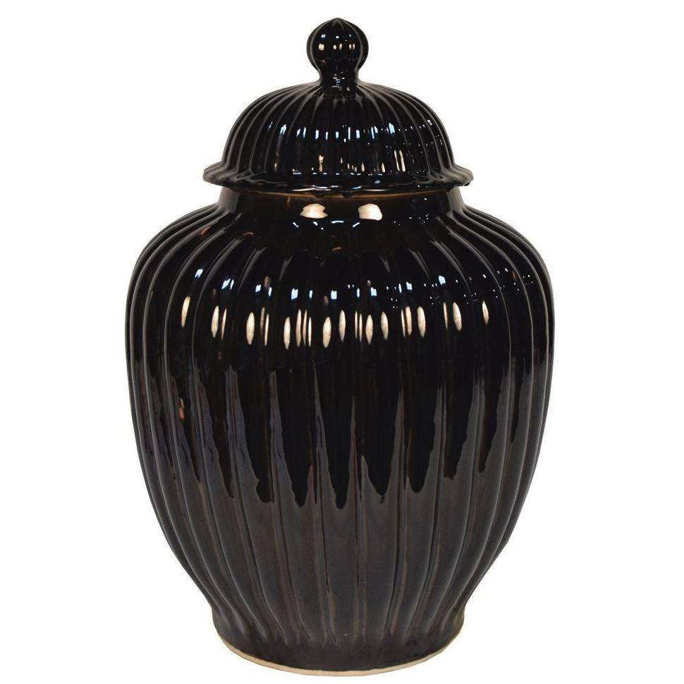 Chinese Noir Glazed Melon Ginger Jar