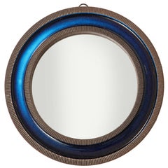 Knabstrup Ceramic Mirror Blue Signed Denmark 1960's