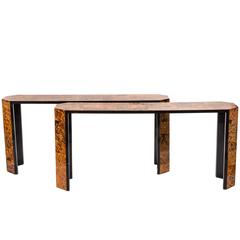 Great Pair of Faux Tortoise Shell Modernist Console Tables 8