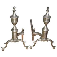 Pair of Nickel Plated Bronze Federal Style Andirons by Jackson 11