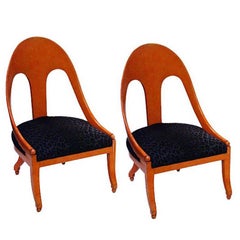 Pair of Neoclassic Spoonback Chairs by Michael Taylor for Baker
