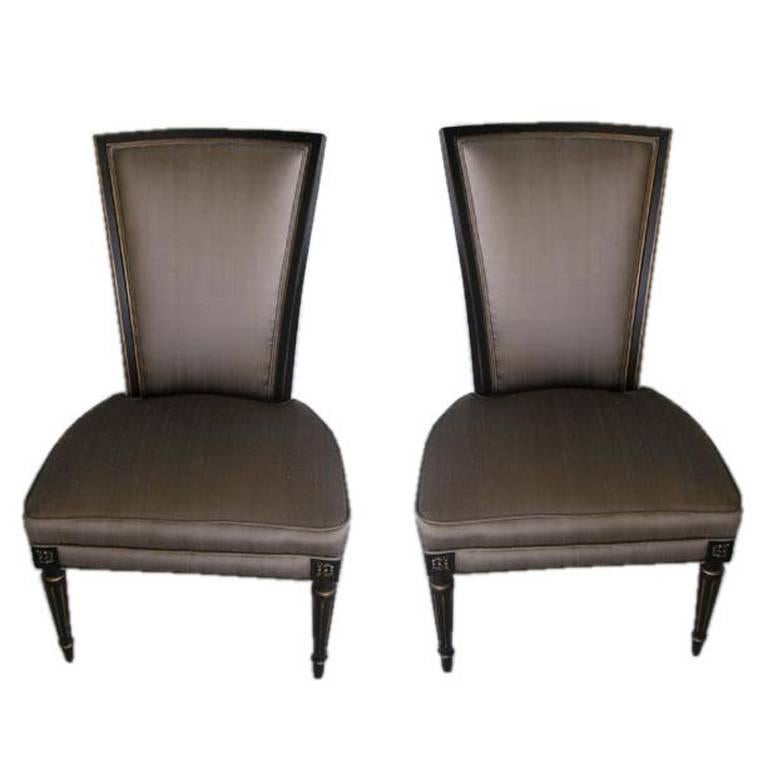 Pair of Jansen Style Slipper Chairs For Sale