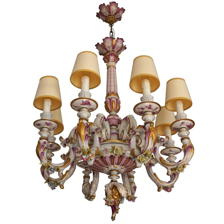 Capodimonte Porcelain Eight Light Chandelier Italy For At 1stdibs Capodimonte Porcelain Eight Light Chandelier Italy For