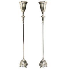 Pair of Silver Plated Torchieres