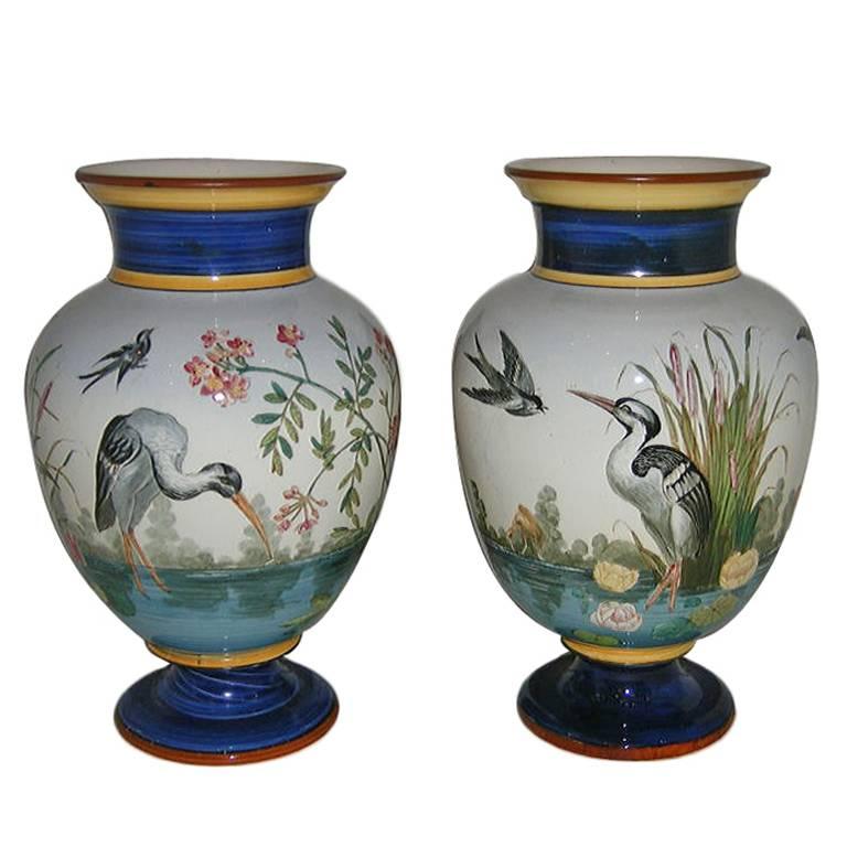 Pair of Vases with Landscapes For Sale
