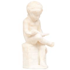 Italian 19th Century Sculpture of Alabaster after "enfant lisant" par Canova 9