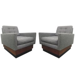 Pair of Lounge Chairs on Plinth Base 1