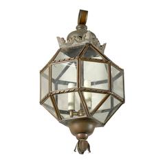 Vintage Italian Glass and Metal Lantern With Sphere and Ribbon with New Sleeves