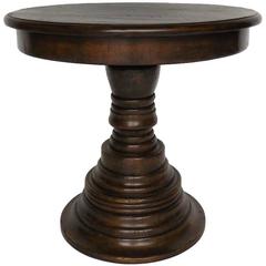 Custom Walnut Wood Round Beehive Pedestal End Table 8