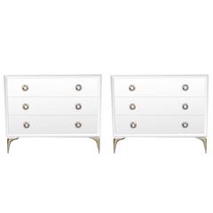 Pair of Lacquered Stiletto Three-Drawer Chests 8