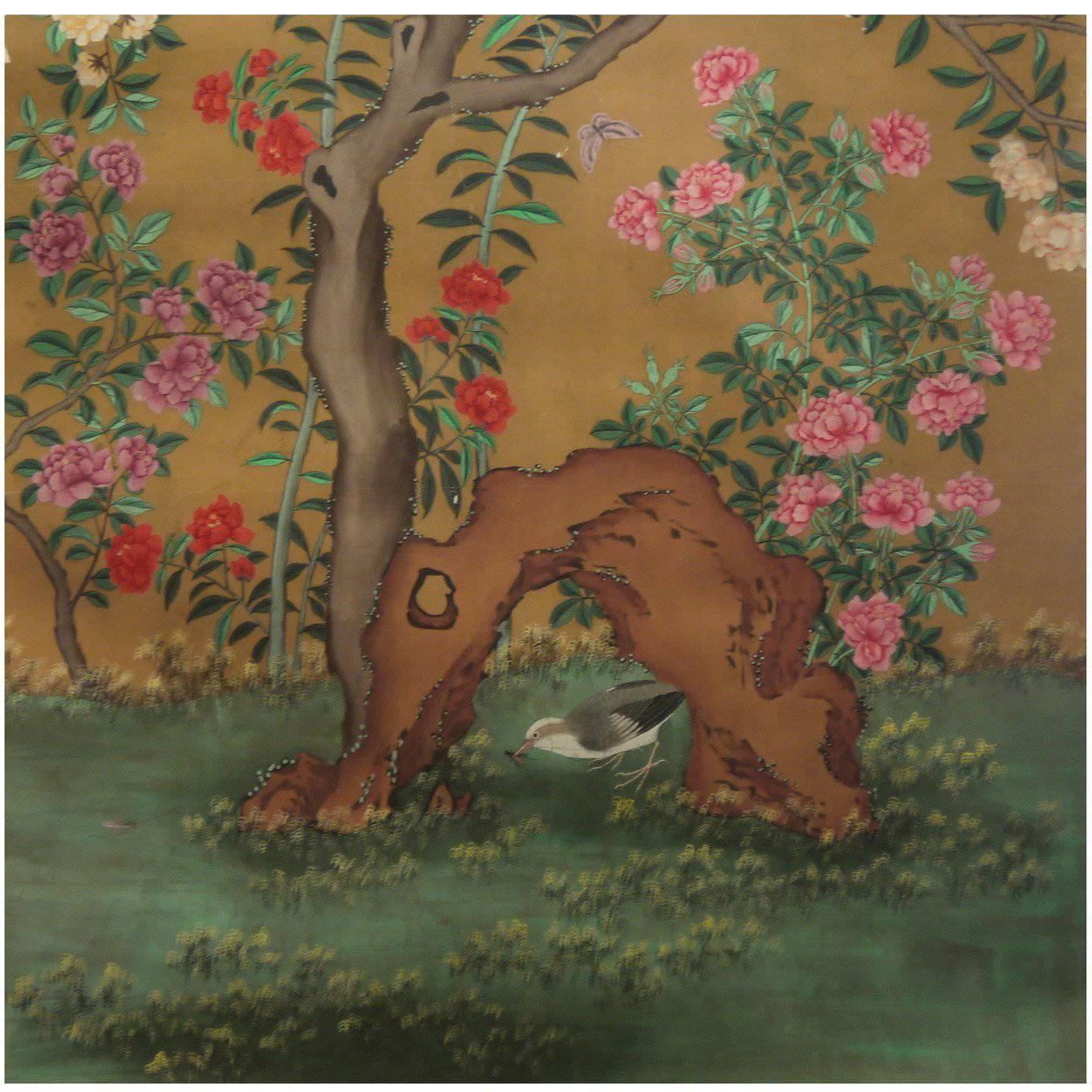 Antique Chinese Wallpaper Section For Sale