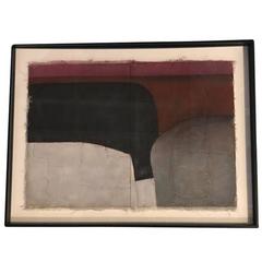 Contemporary Black, Red, Grey Painting by Belgian Artist Diane Petry 2