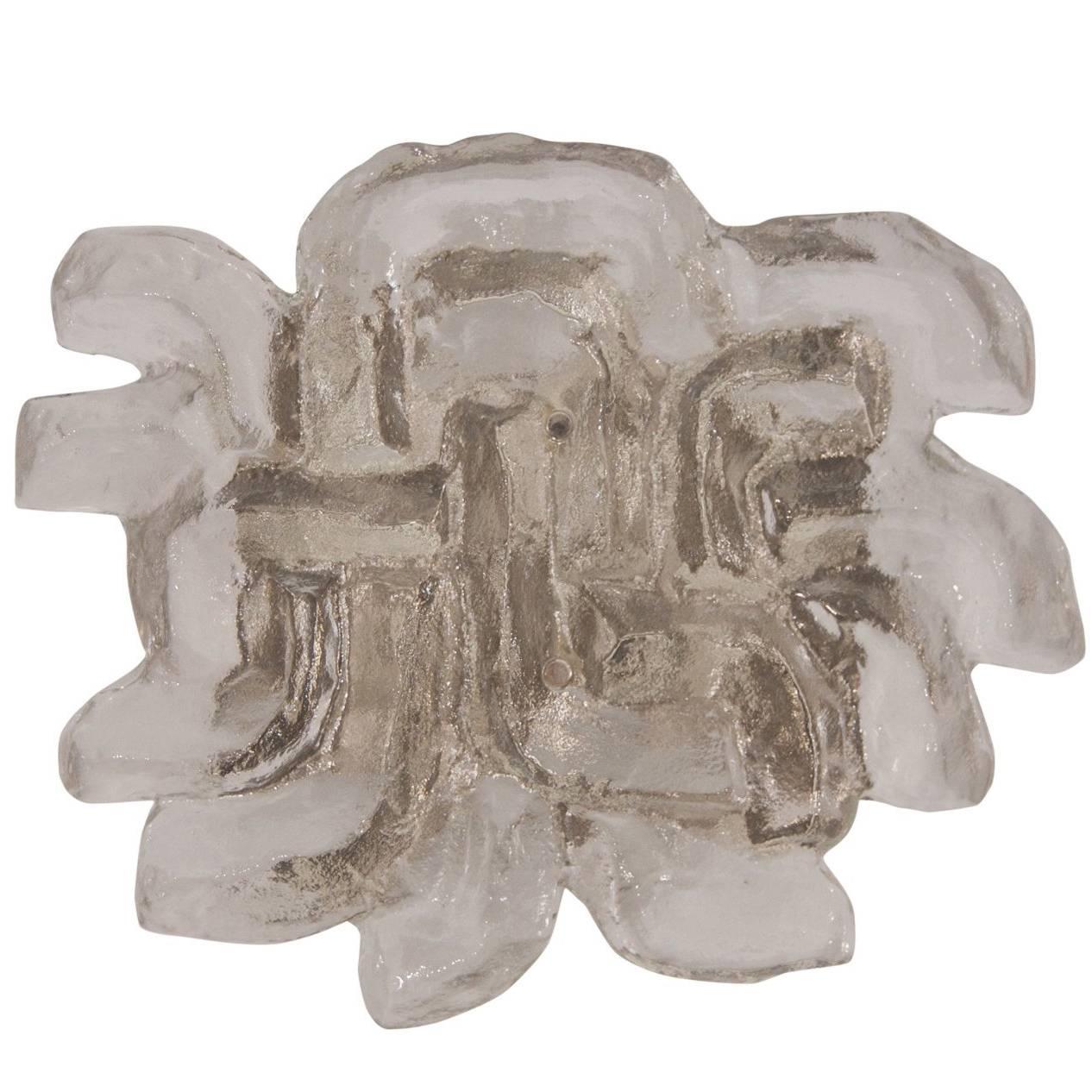 Rare "Lyra" Pattern Kalmar Ice Glass Sconce For Sale