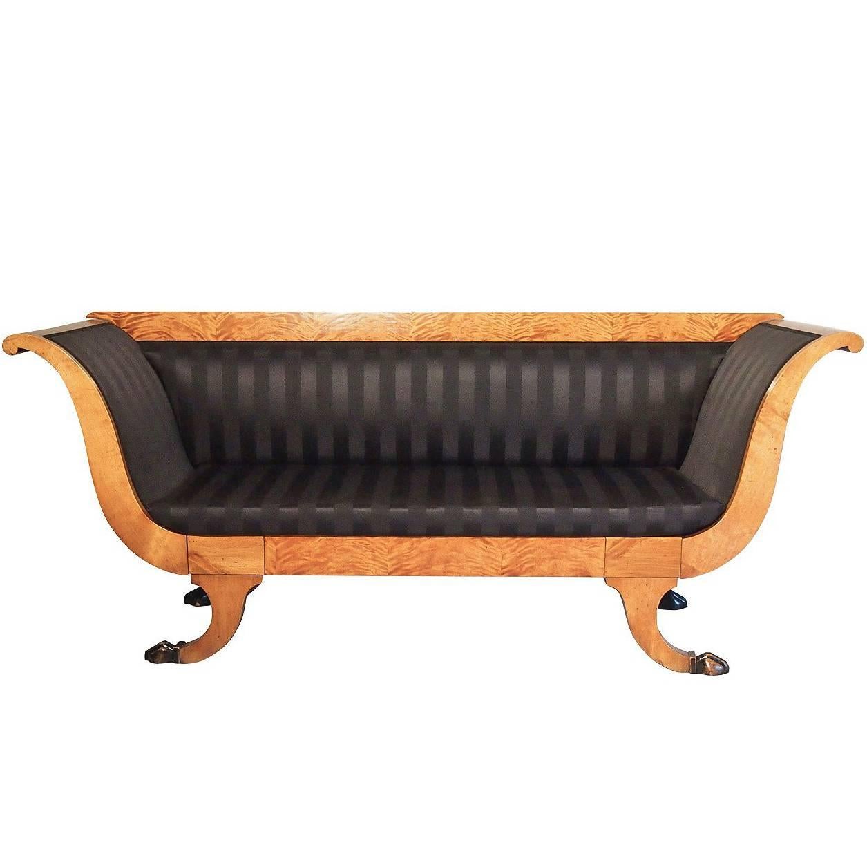 Swedish Flame Birch Biedermeier Sofa
