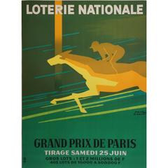 French Mid-Century Modern Period Poster for Loterie Nationale Grand Prix, 1966