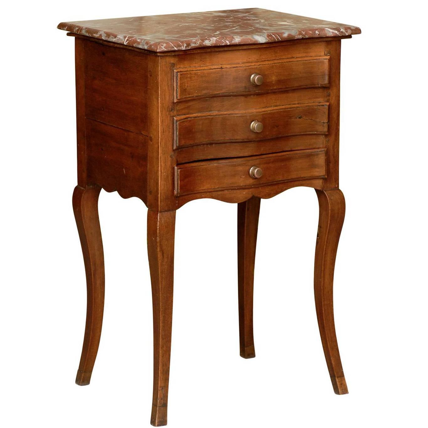 French Serpentine Front Marble Top Petite Commode from the Late 19th Century