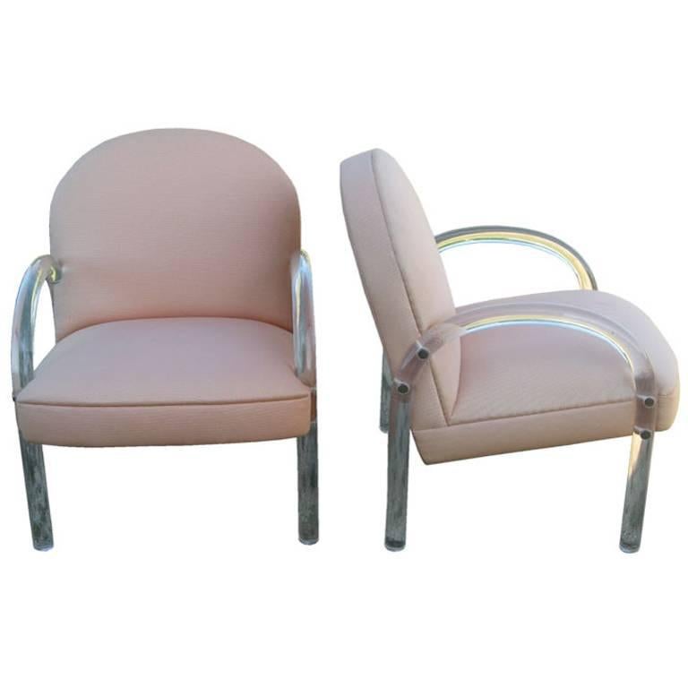 Pace Collection Pair of Lucite Lounge Chairs