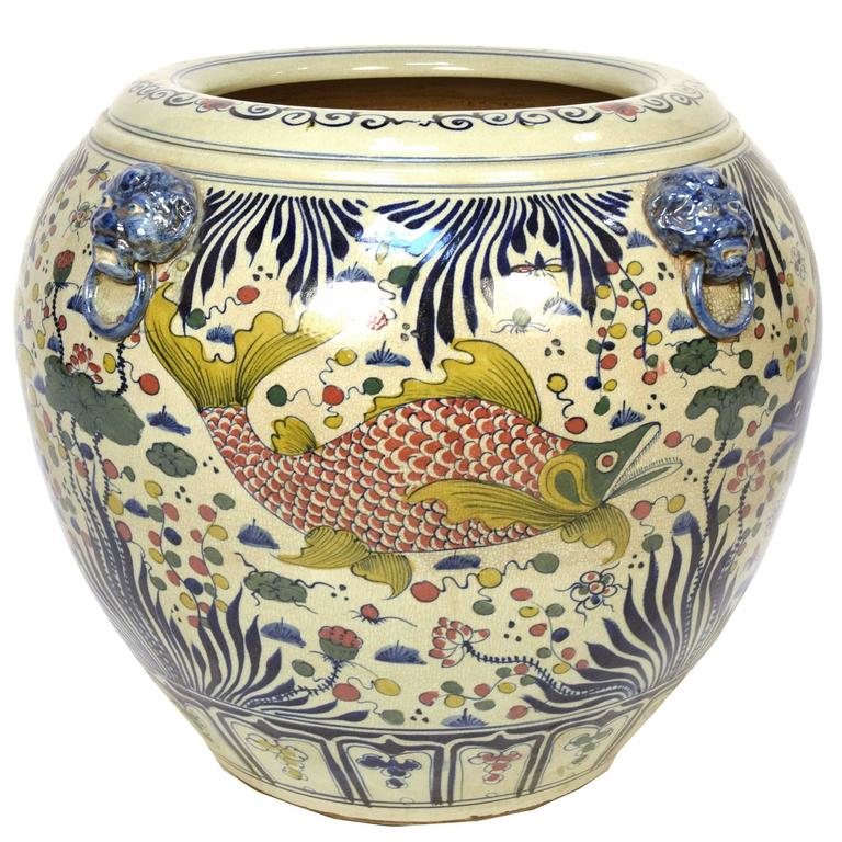 Chinese Wucai Fish Bowl For Sale at 1stdibs