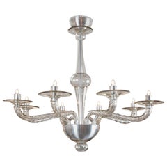 Modernist Murano Cristallo Antico Glass Chandelier