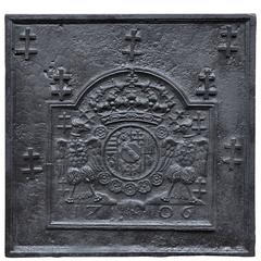 18th Century Cast Iron Fireback with Lorraine Coat of Arms
