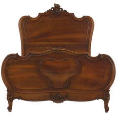 Turn of the Century French Louis XV Style Walnut Bed