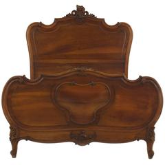 Turn of the Century French Louis XV Style Walnut Bed 10
