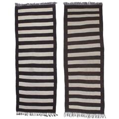 Pair of Banded Kilim Wide Runners 5
