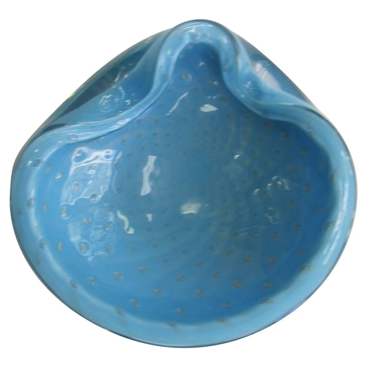 Italian Murano Powder Blue Art Glass Bowl 