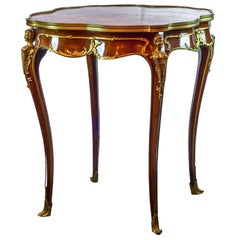 French Louis XV Style Round Marble-Top Side Table