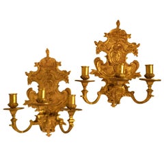 19th Century Pair of Gilded Louis XVI Wall Sconces