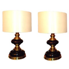 Retro Pair of 1960s, Italian Glass Table Lamps