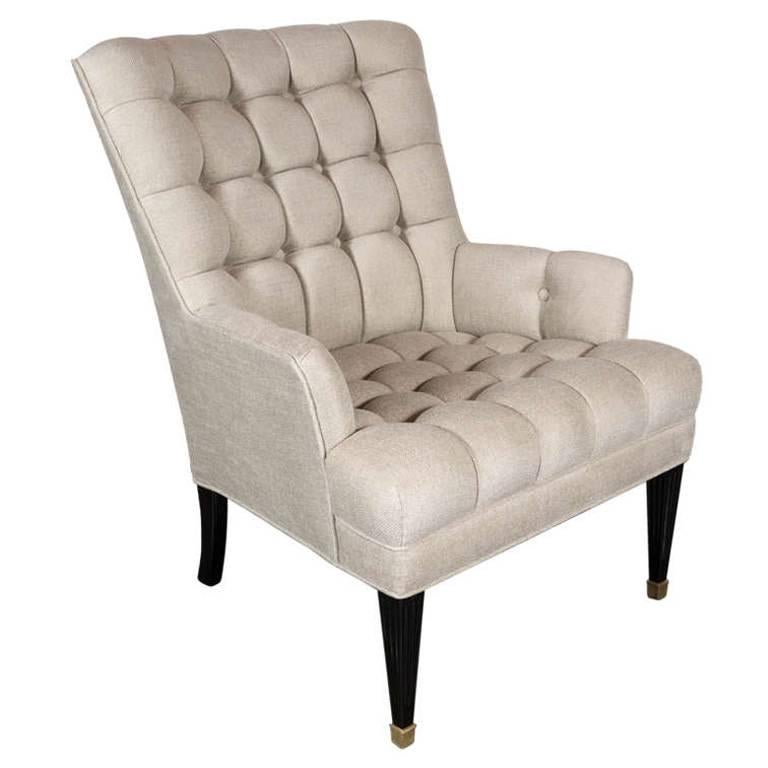 Mid-Century Modern Biscuit Tufted Armchair in the Manner of William Haines For Sale