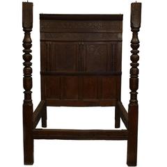 17th Century Italian Renaissance Carved Walnut Two-Post Bed 1
