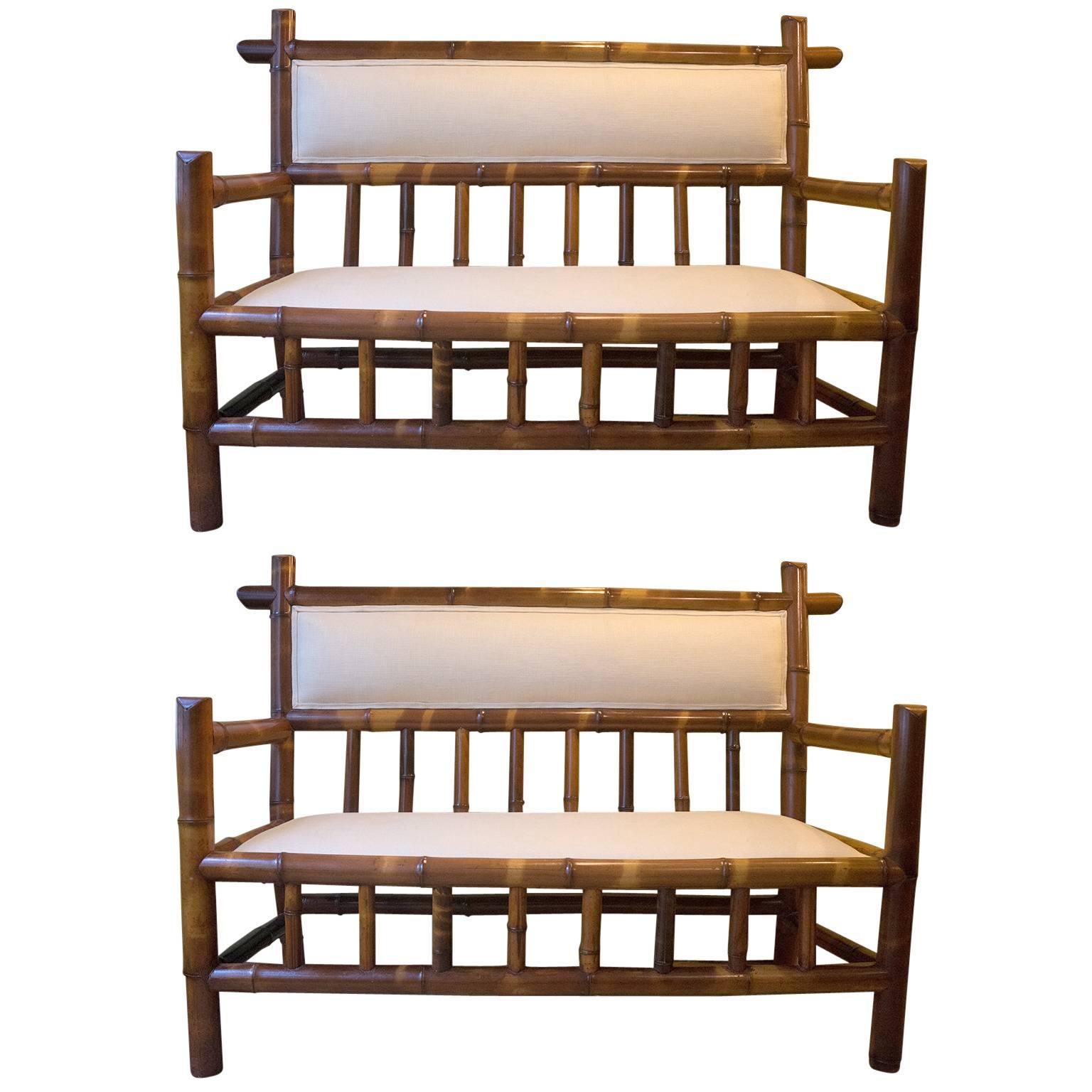 Pair of 19th Century Bamboo Benches For Sale