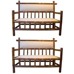 Pair of 19th Century Bamboo Benches