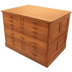 Vintage George VI Eight-Drawer Tiger Oak Map / Plans Chest