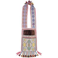 Antique Native American Beaded Bandolier Bag, Winnebago, circa 1870 1